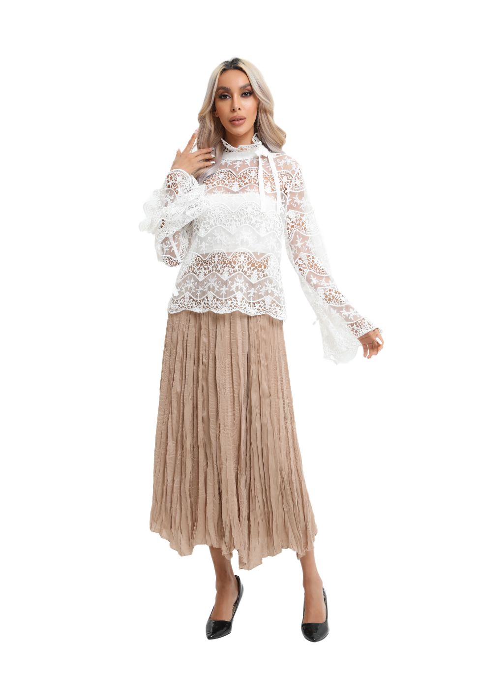 Elegant Long Sleeve Lace Blouse - seilerlanguageservices