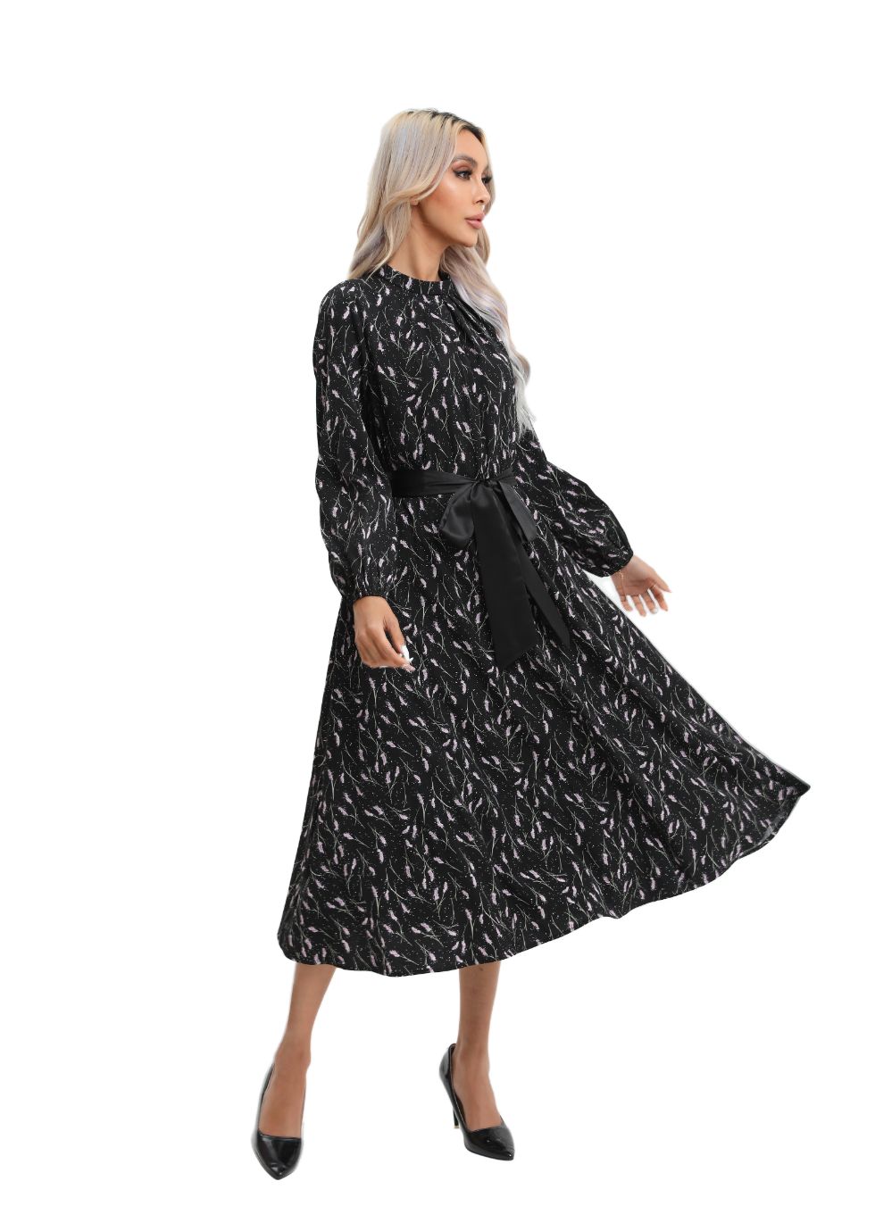 Contemporary Line Print Midi Dress - alamaud