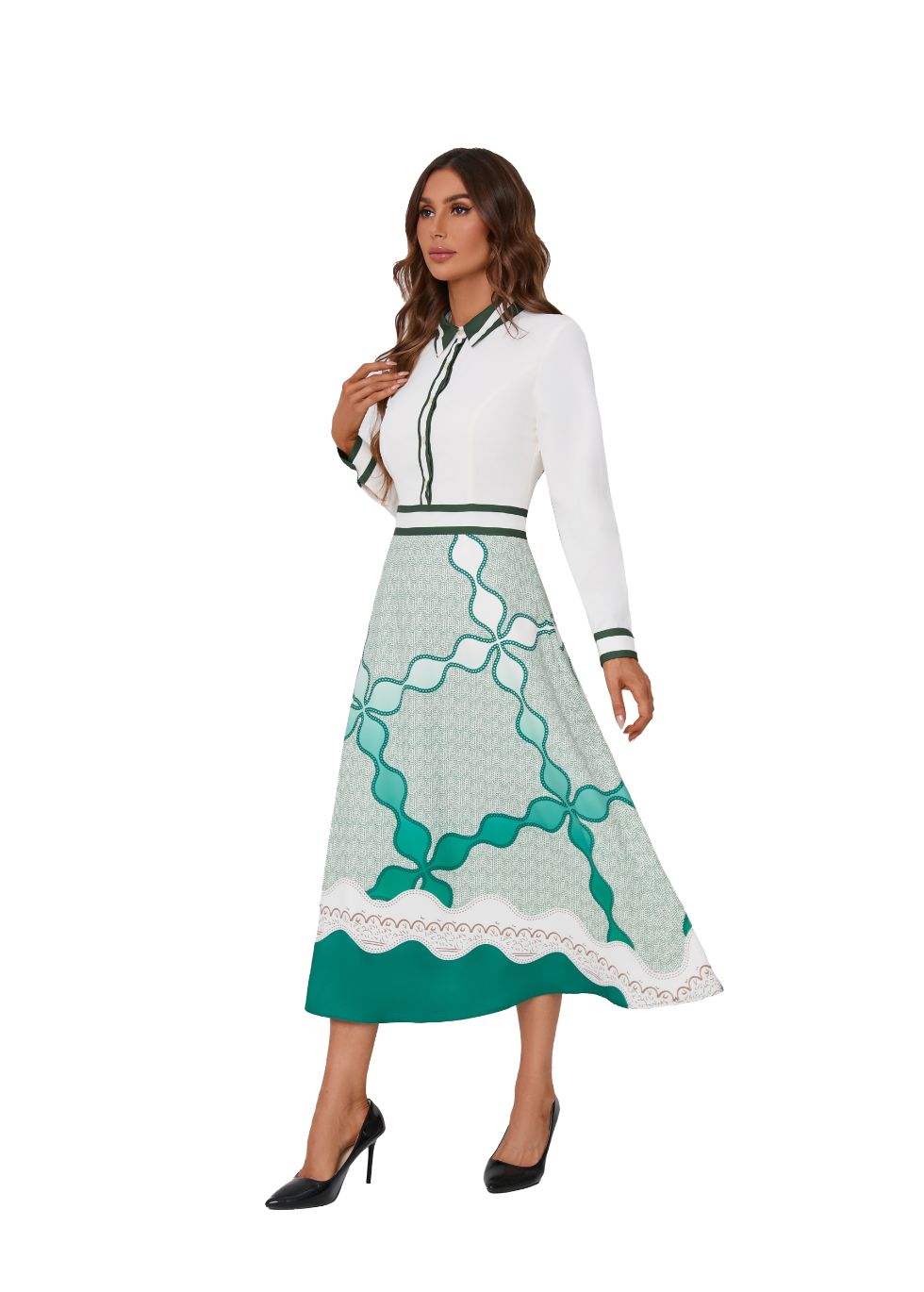 Chic Print Collared Midi Dress - seilerlanguageservices