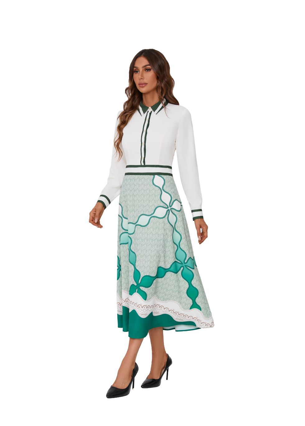 Chic Print Collared Midi Dress - seilerlanguageservices