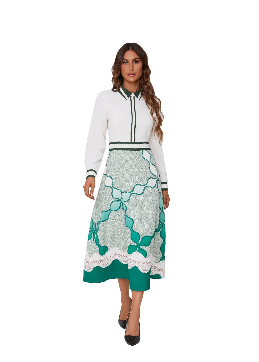 Chic Print Collared Midi Dress - seilerlanguageservices