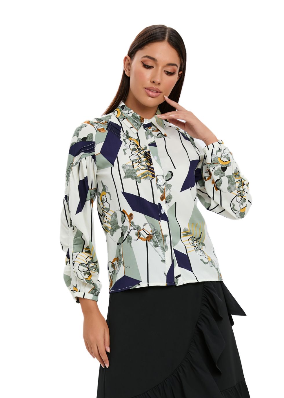 Button Down Collared Print Shirt - seilerlanguageservices