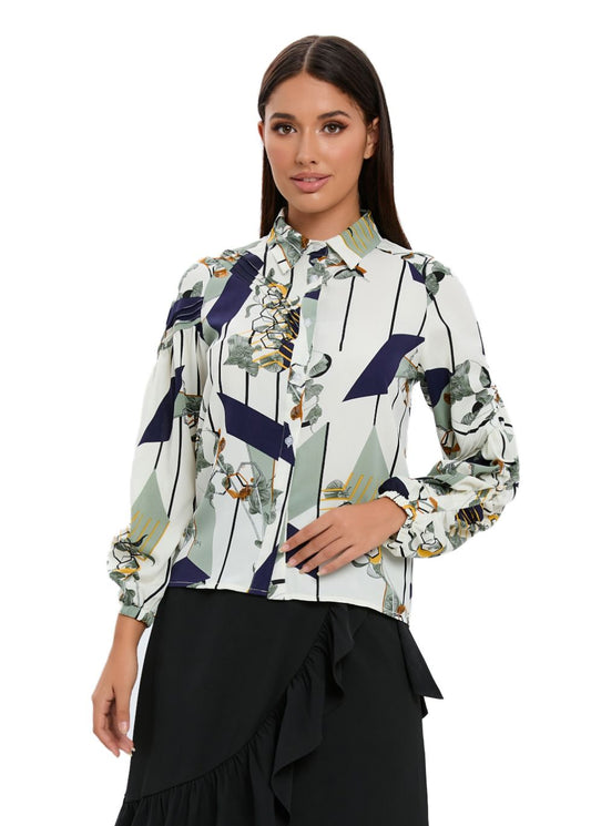 Button Down Collared Print Shirt - seilerlanguageservices