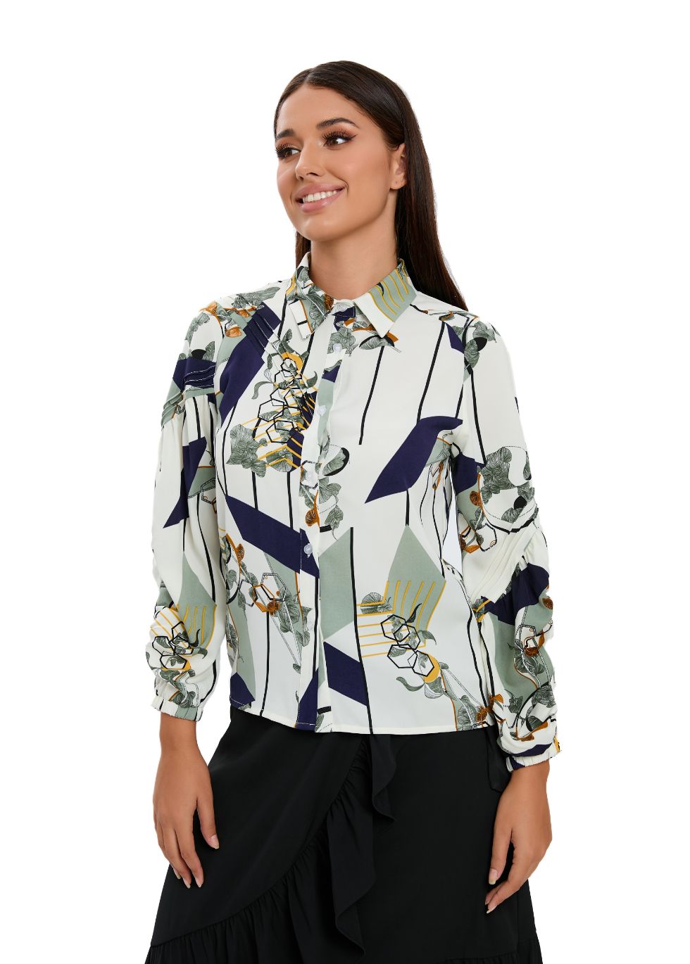 Button Down Collared Print Shirt - seilerlanguageservices