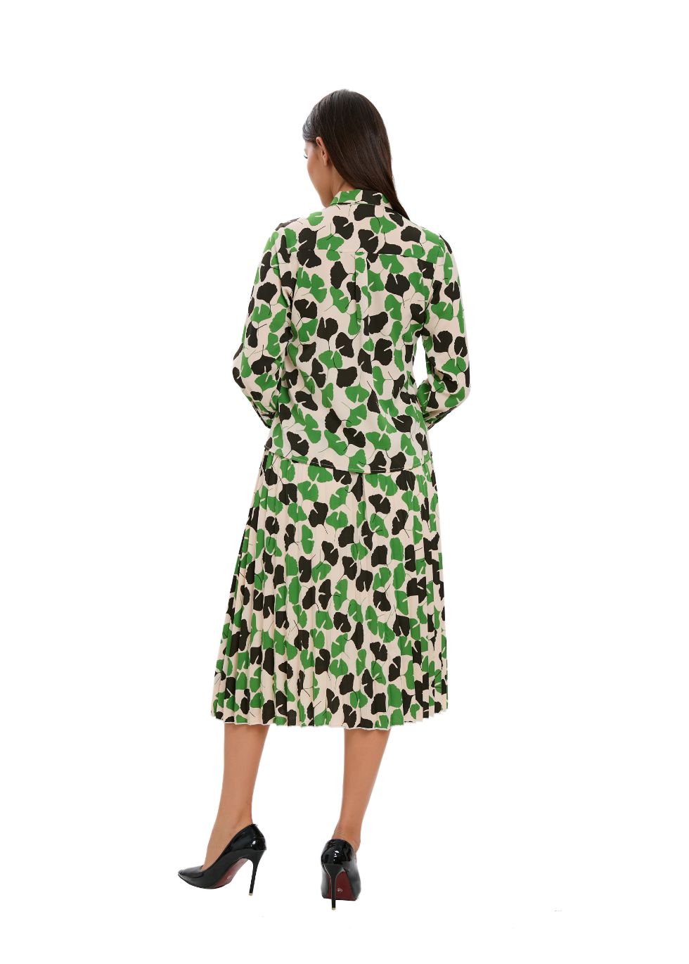 Long Sleeve Spring Print Two Piece Midi Dress Set - seilerlanguageservices