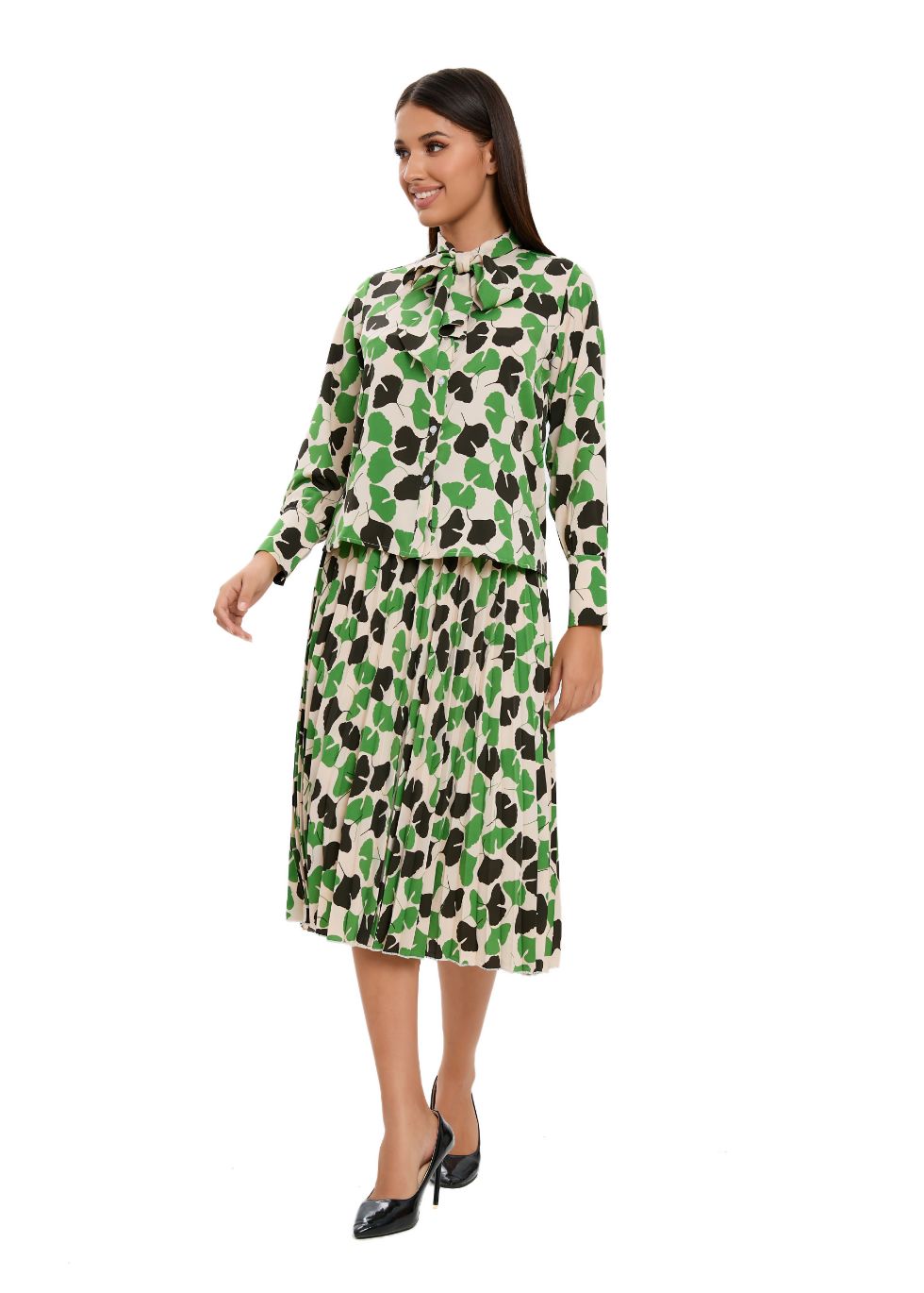 Long Sleeve Spring Print Two Piece Midi Dress Set – MissFinchNYC