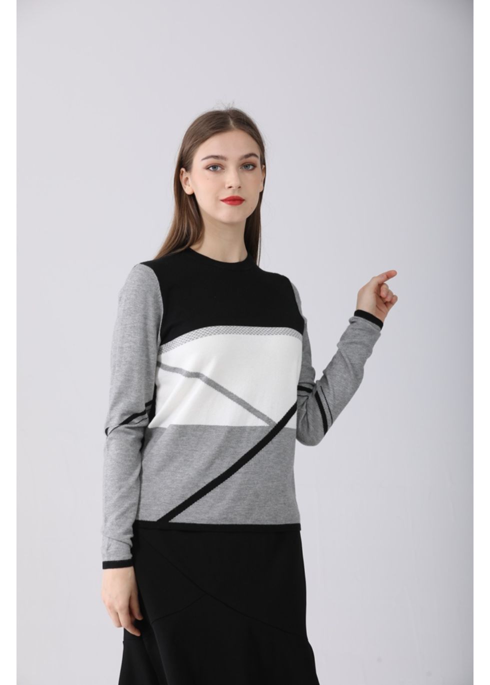 Essential Long Sleeve Detailed Block Sweater - seilerlanguageservices