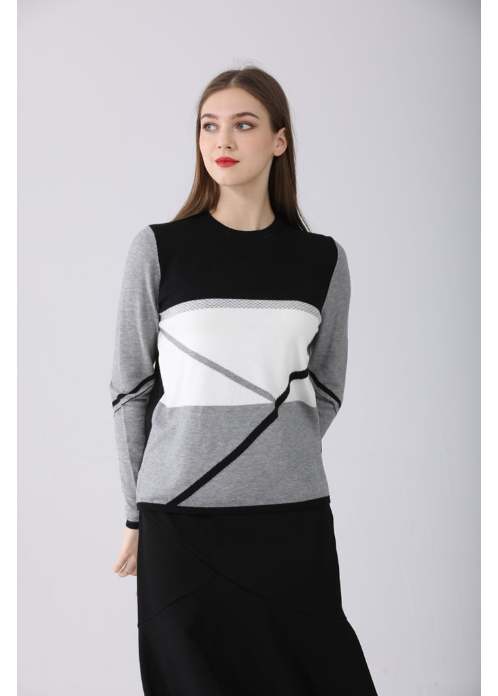 Essential Long Sleeve Detailed Block Sweater - seilerlanguageservices