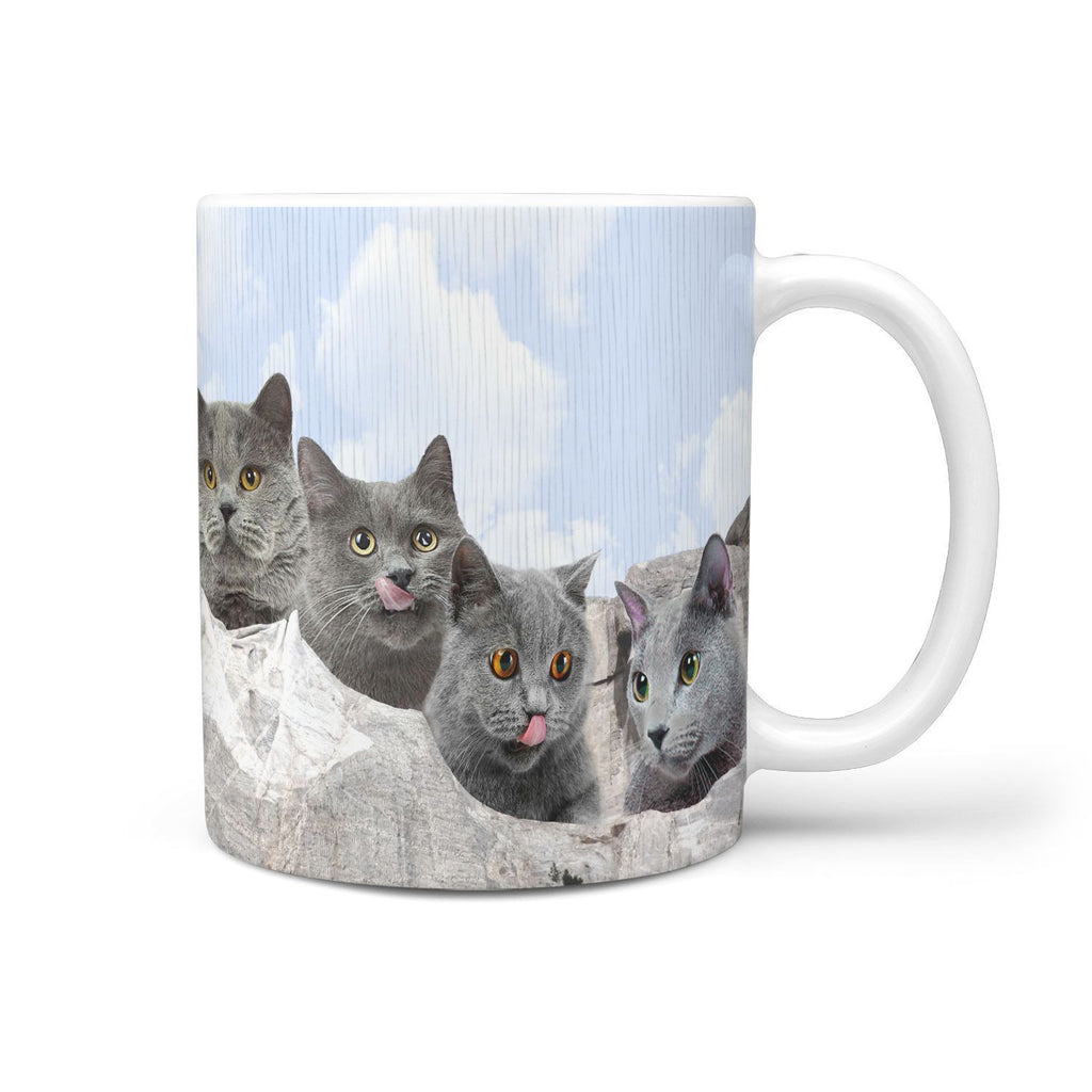 Russian Blue Cat On Mount Rushmore Print 360 Mug Deruj Com