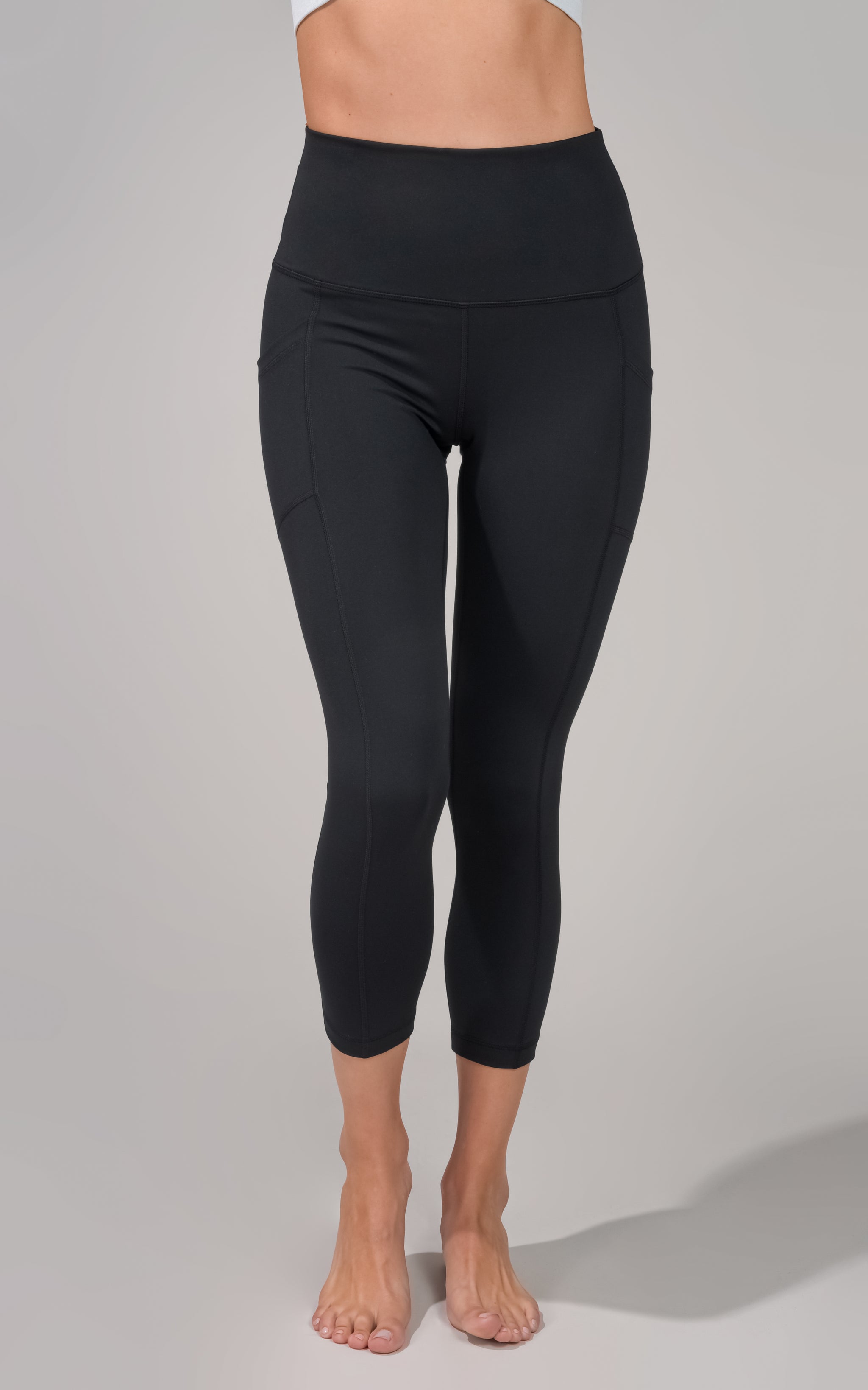 Yogalicious Lux Black Capri High Waist Leggings Pockets XS