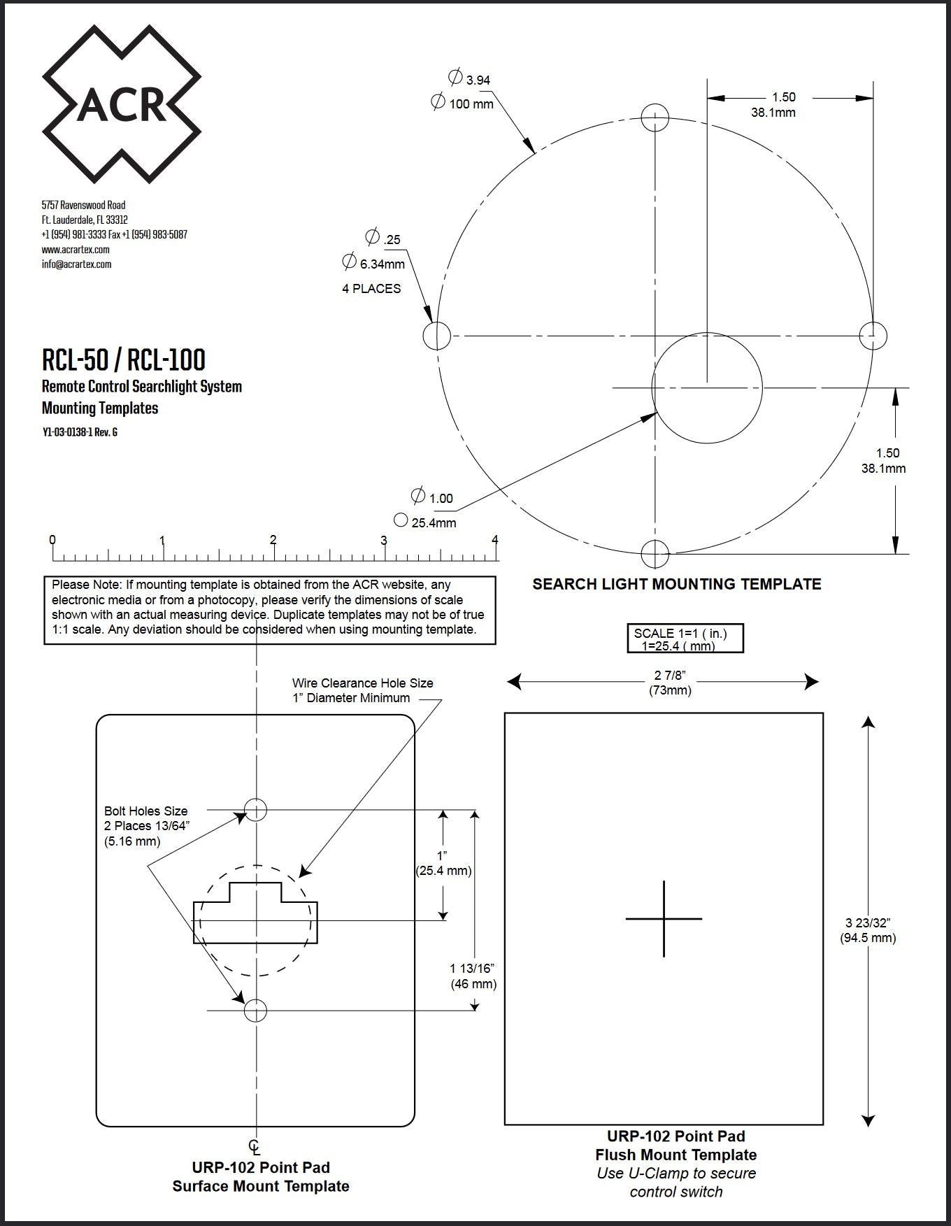 RCL-100 Mounting Template