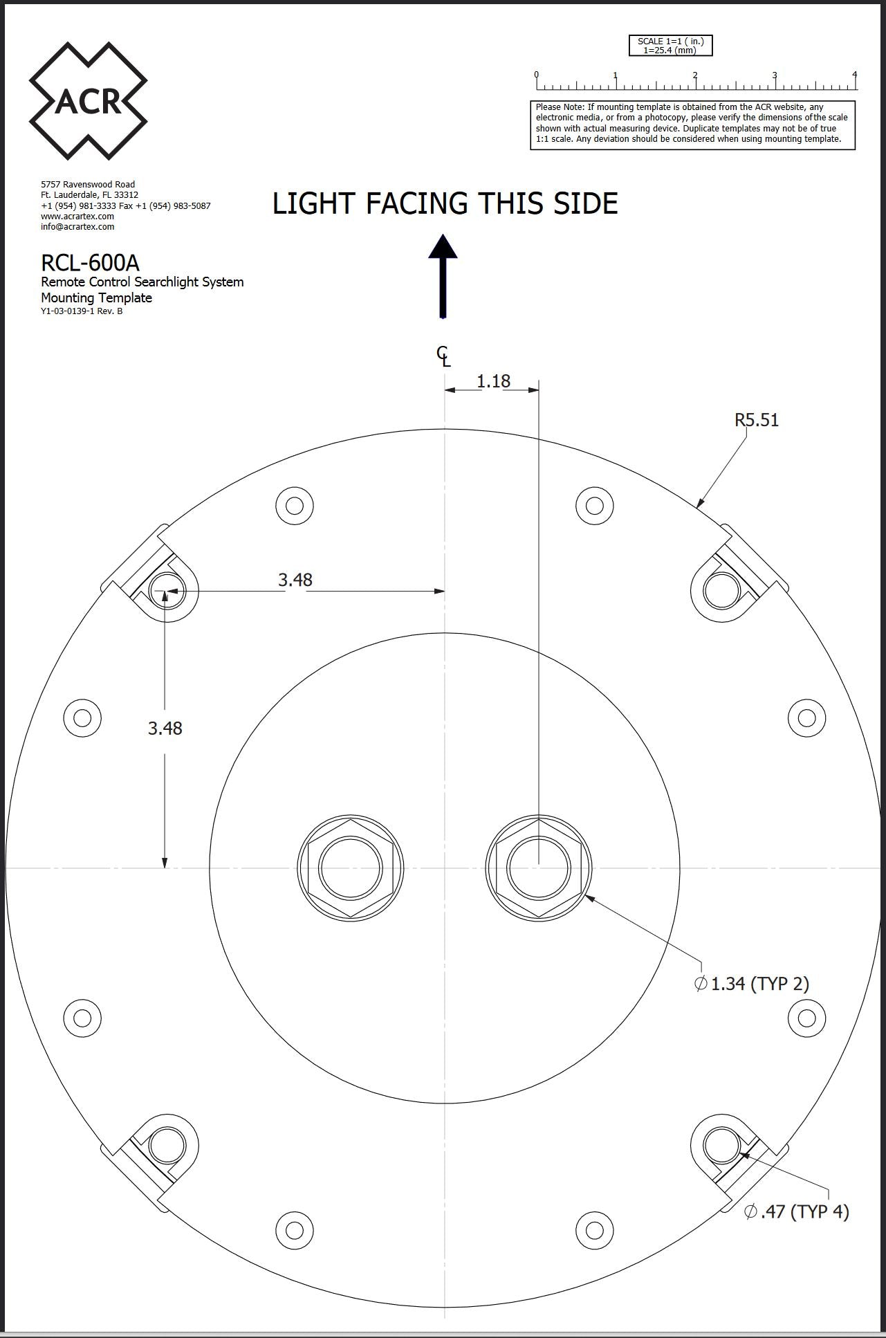 RCL-600 Mounting Template