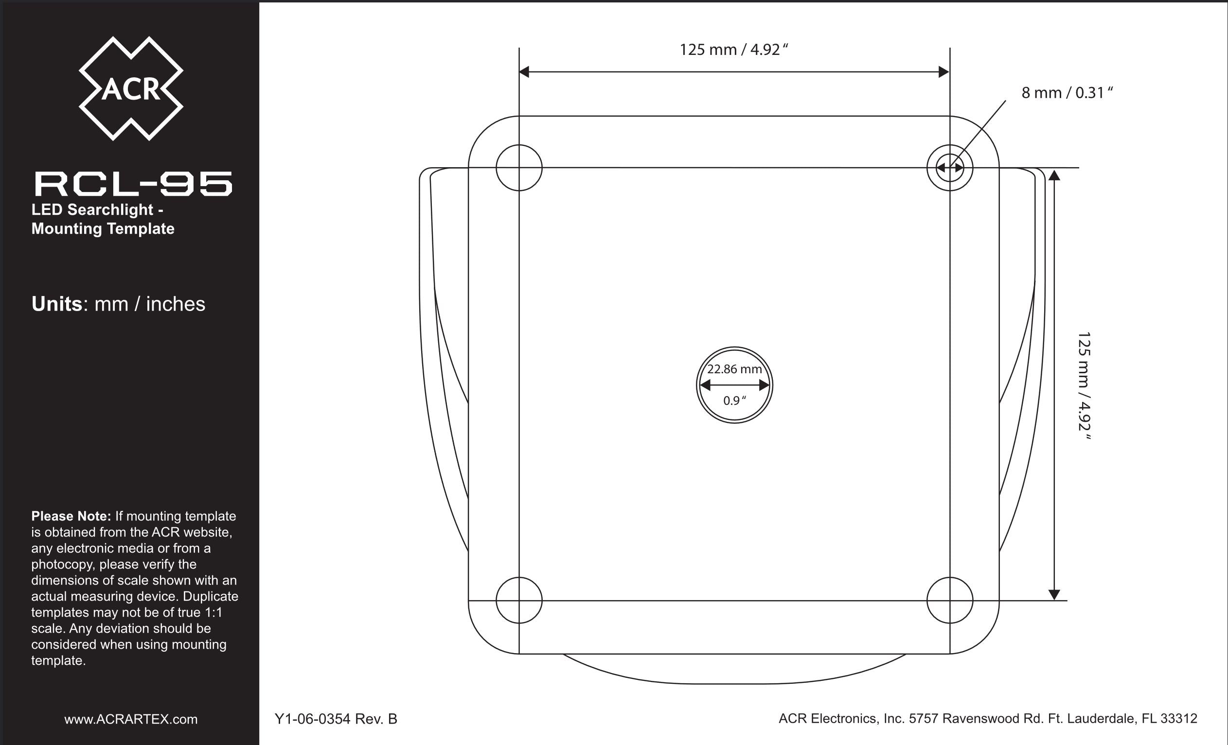 RCL-95 Mounting Template