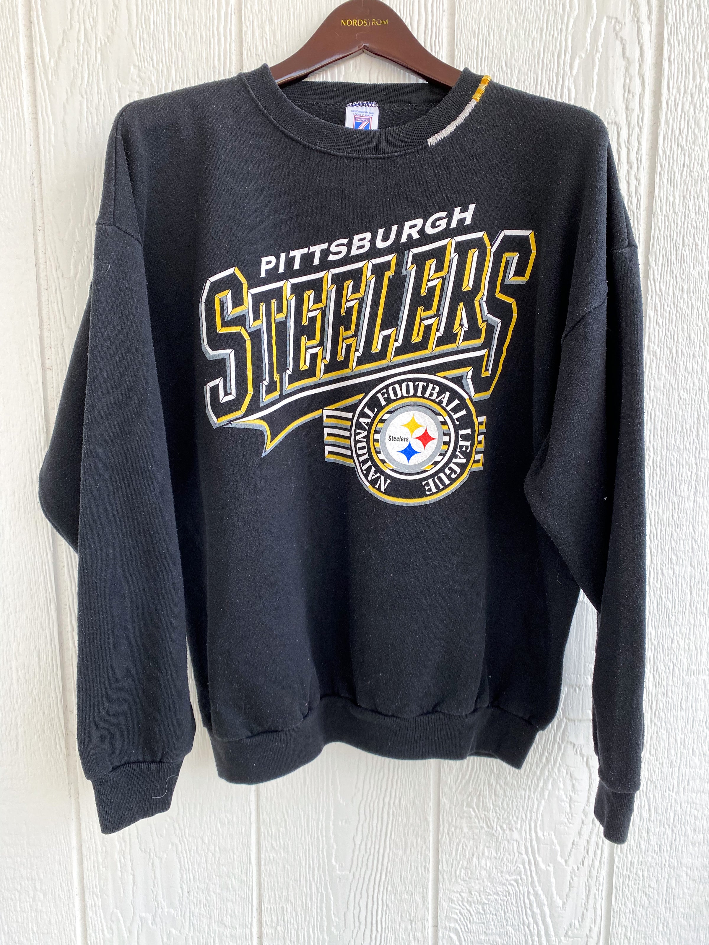 Steelers Women's Erin Andrews Oversized Sponge Crew Sweatshirt - S