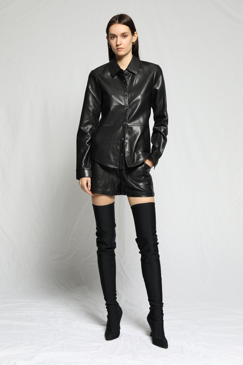 The Mint Julep Boutique Read The Room Vegan Leather Shorts