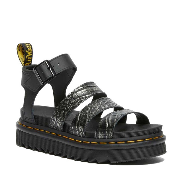 Dr Martens Blaire Chunky Gunmetal Wild Croc Embossed | Foot Forward Shoes