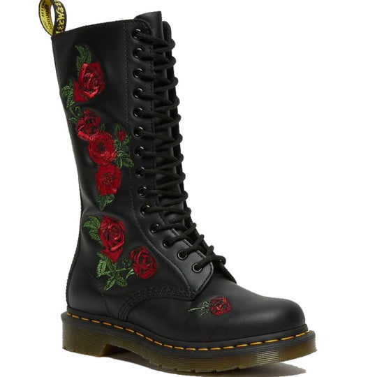 Doc martens black on sale flowers