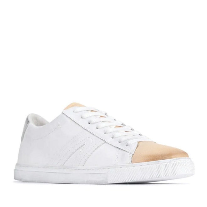 EOS Burn Womens Leather Sneaker White/Tan | Foot Forward Shoes