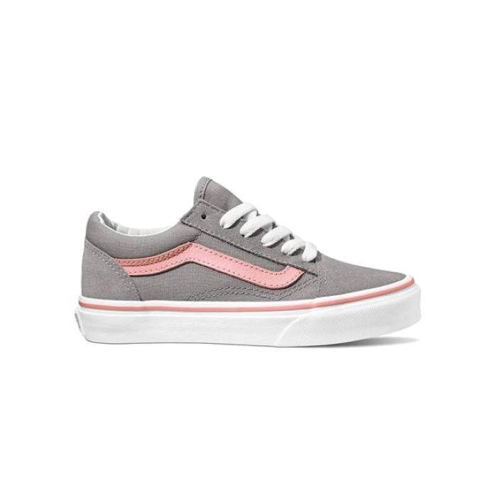 grey and pink old skool vans