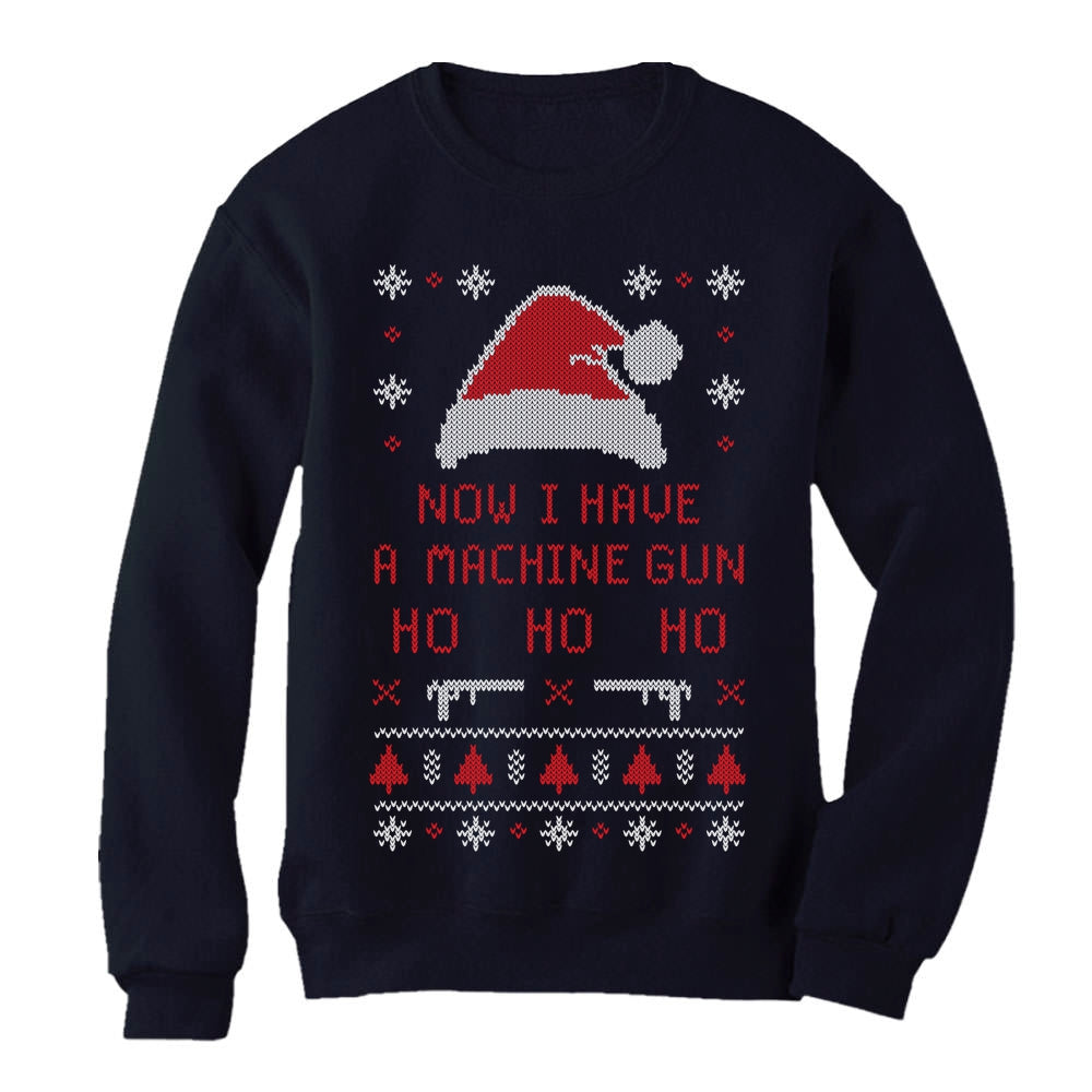 Now I Have a Machine Gun Ho-Ho-Ho Ugly Xmas Sweater Women Sweatshirt - Navy 4