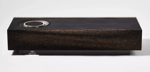 Naim for Bentley wireless speaker in dark Ayous wood with copper grille