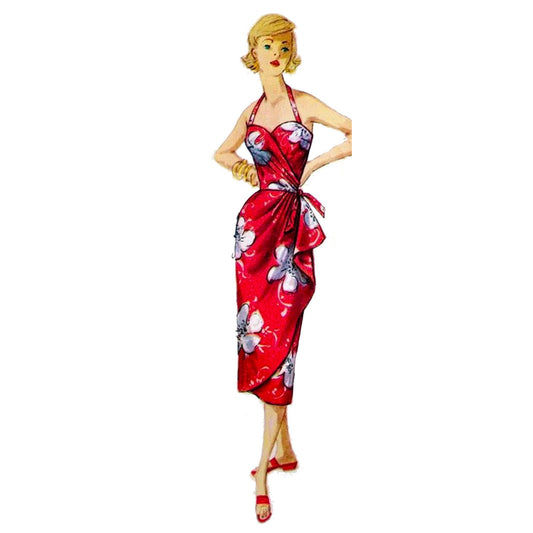 PDF-Vintage 50s Patter –Sarong Dress, beachwear- Bust 36”-Download