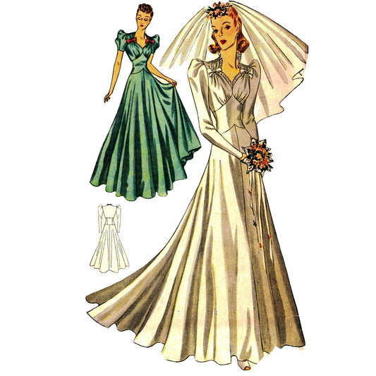 1940s inspired Bridal Style Sleeved Wedding Dress