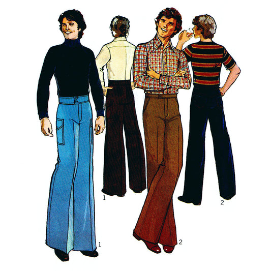70s Sewing Pattern, Men's Pants in Proportioned Sizes-Waist 34”(87cm) –  Vintage Sewing Pattern Company