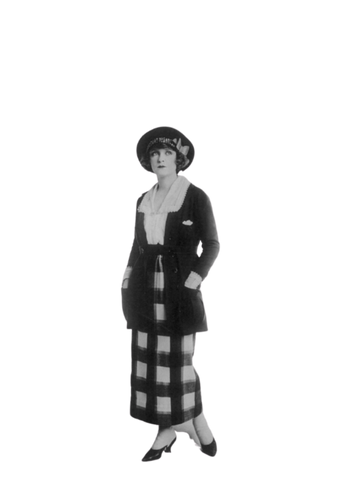 Mujer de los años 20 con traje deportivo.