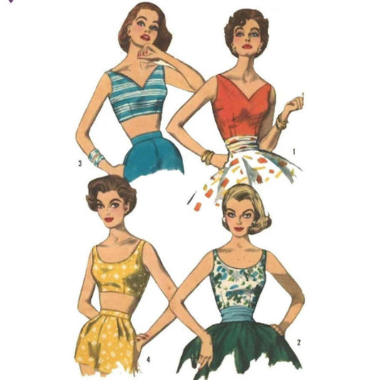 1953 Vintage Sewing Pattern B30 BRA TOPS (1220) - The Vintage Pattern Shop