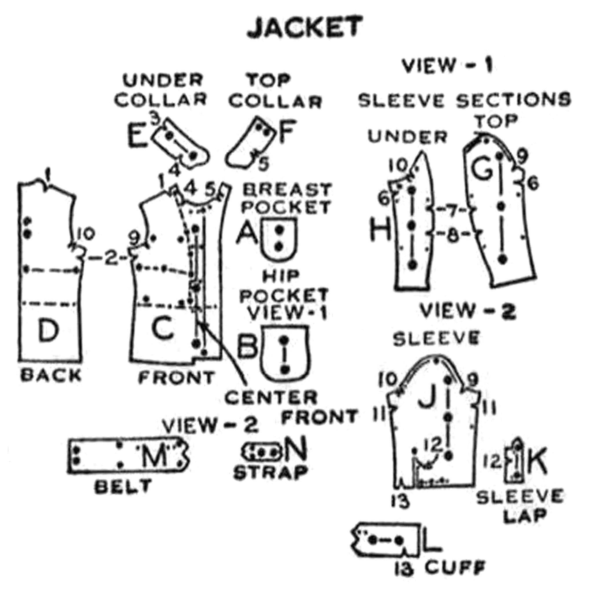 PDF - 1940's Sewing Pattern: Men's Sports Coat & Battle Jacket - Chest ...