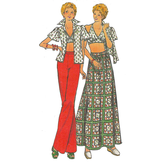 Vintage 1970s Pattern – Shorts or Bell-Bottom Pants & Tunic - Bust