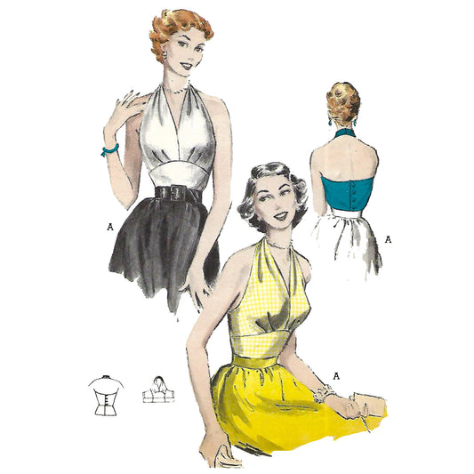 1940's Pattern, Vogue Halter Neck Evening Dress - Bust 32 (81.3cm) –  Vintage Sewing Pattern Company