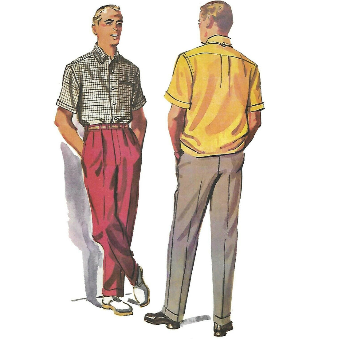 1950s Pattern, Men's Slacks, Pants, Trousers & Shirt – Vintage Sewing ...