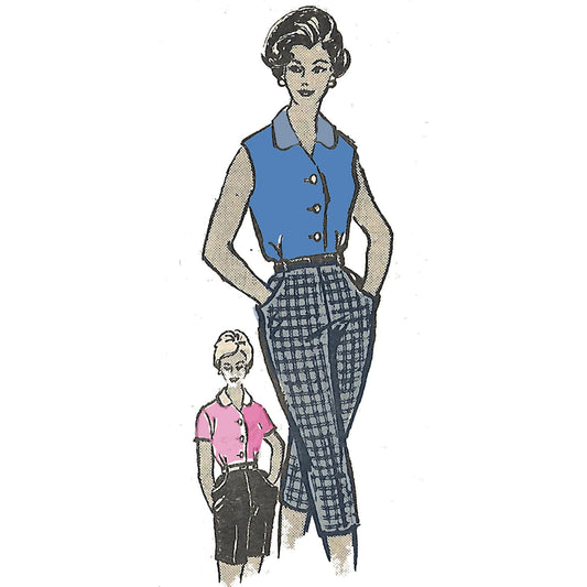 Vintage 1950s Pattern, Blouses, Shorts & Cropped Pants Set - Bust