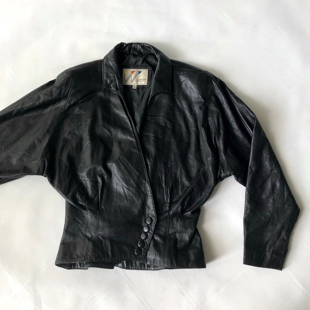 Vintage 80s batwing leather jacket – Manifesto Woman