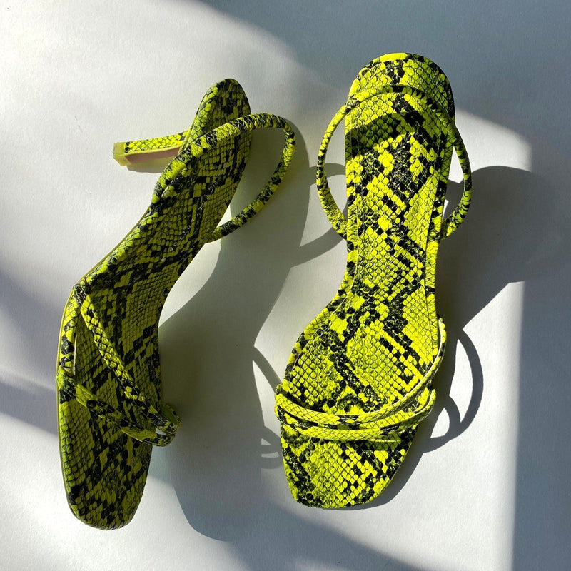neon yellow snakeskin heels