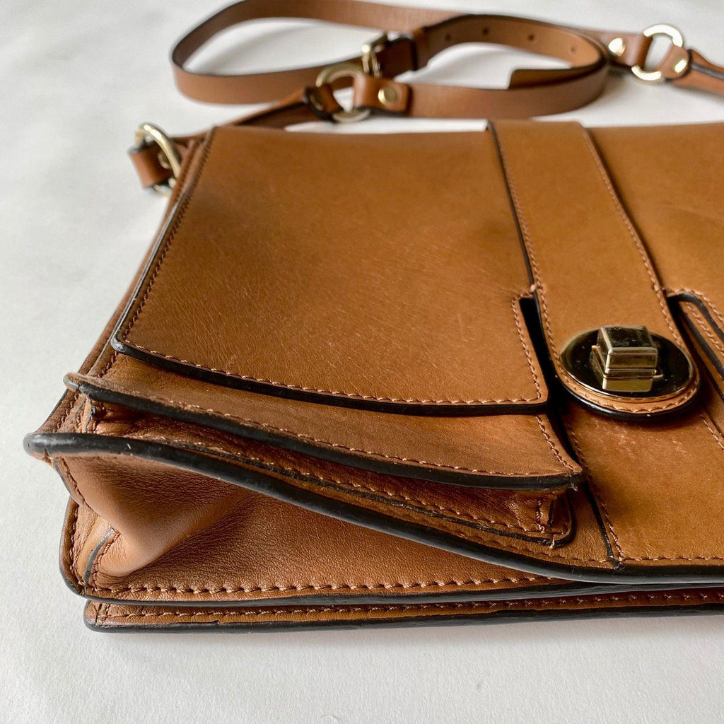 Whistles caramel leather cross body satchel bag – Manifesto Woman