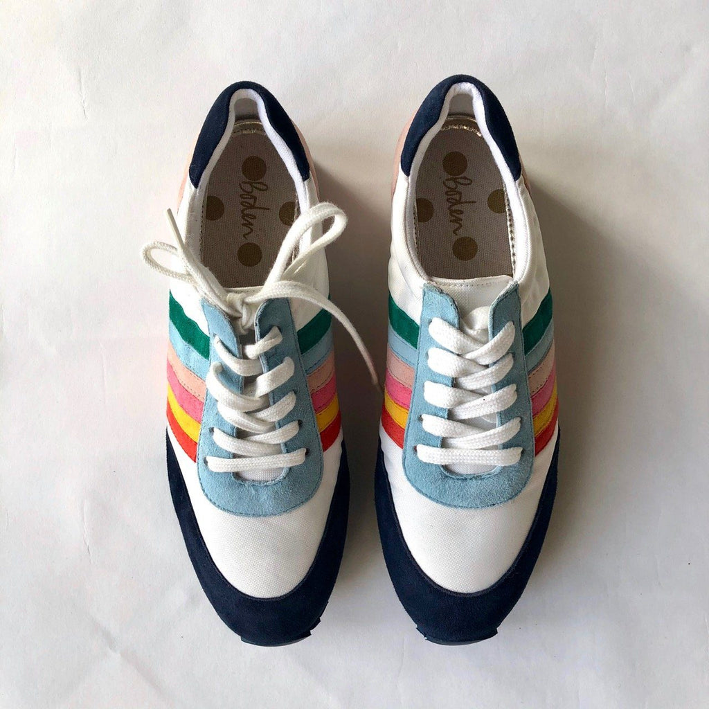 Boden rainbow stripe trainers - new – Manifesto Woman