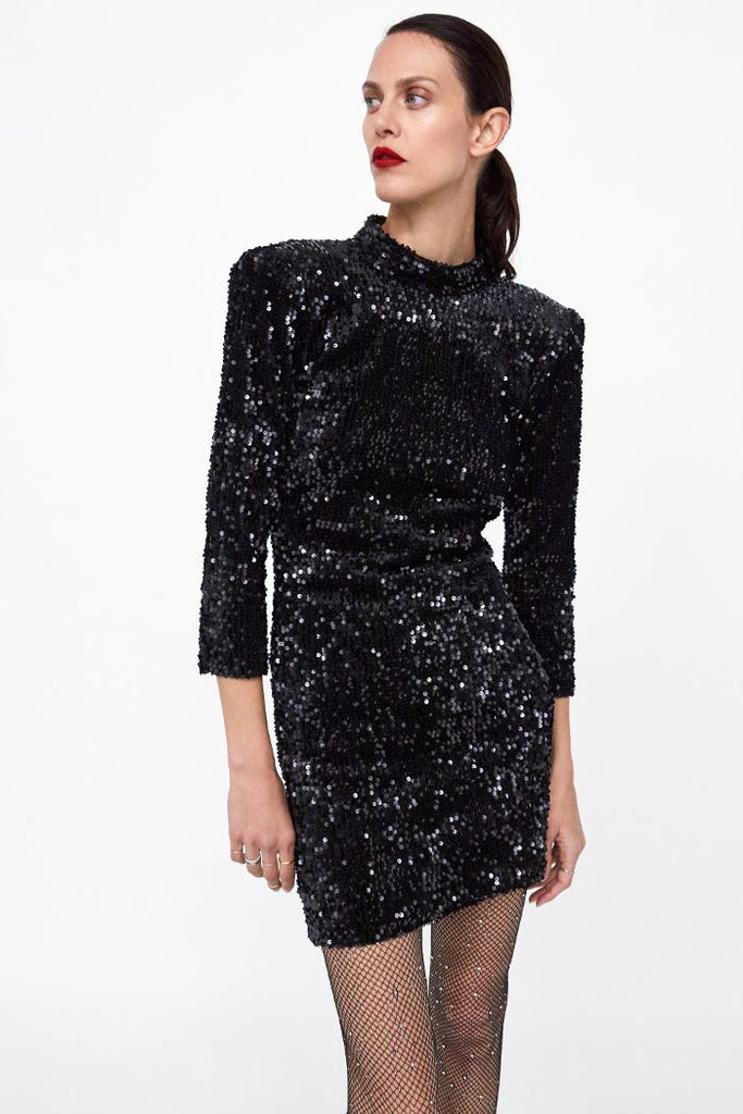 Zara black sequin cut out mini dress – Manifesto Woman