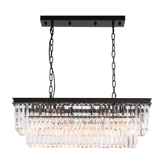 Rectangular Black Rustic Crystal Chandelier Lighting Fixture – MOOONI ...