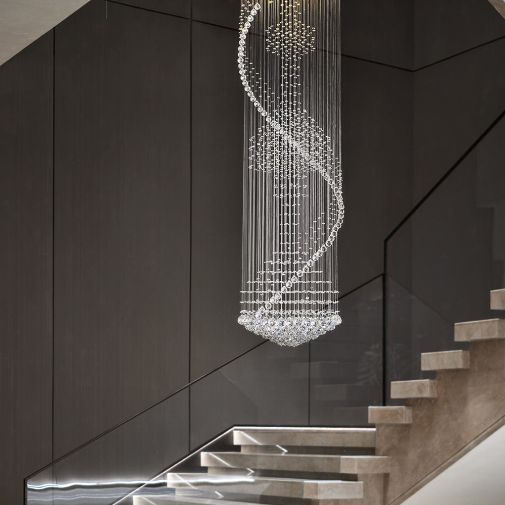 staircase long chandelier