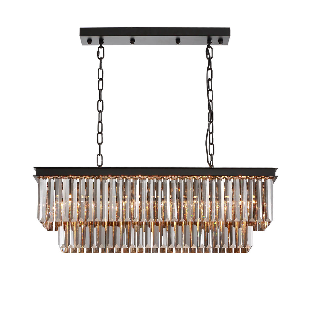 Rectangular Black Rustic Crystal Chandelier Lighting Fixture – MOOONI ...