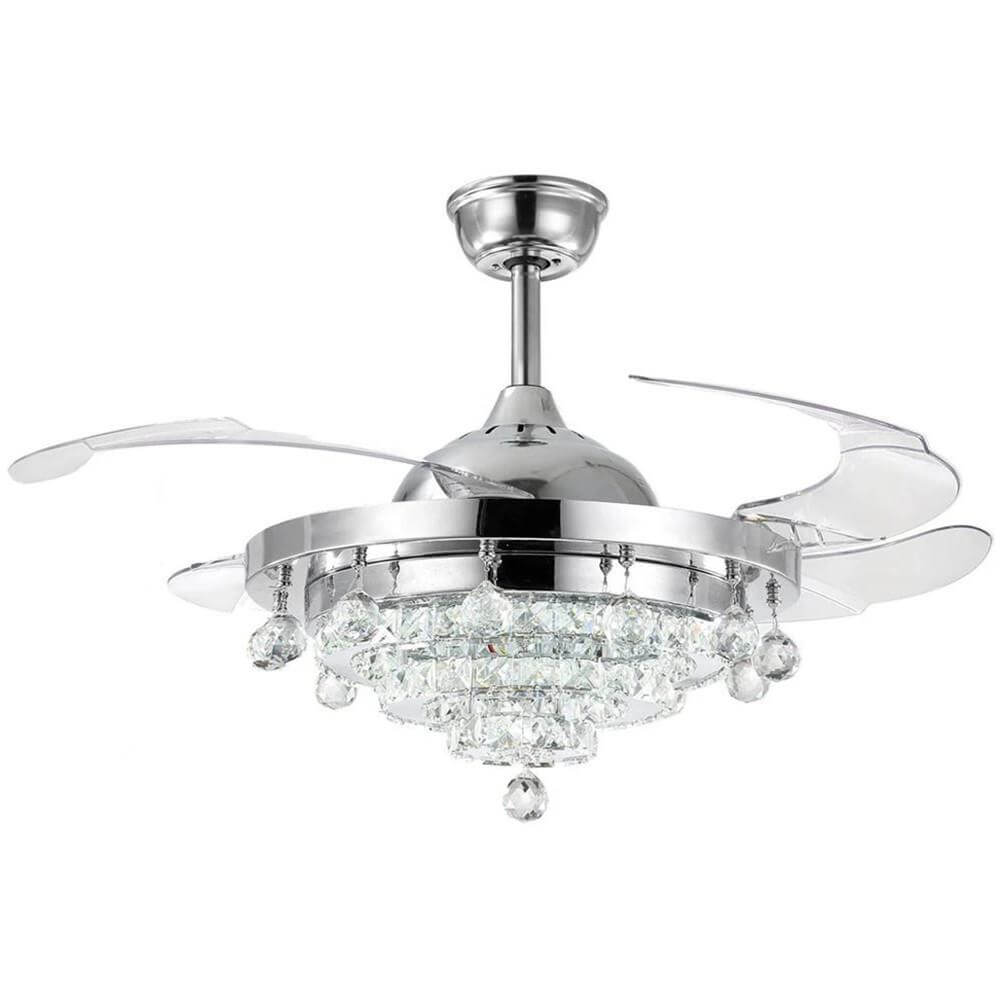 Contemporary Raindrop Invisible Ceiling Fan With Crystal Chandelier ...