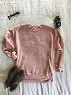 peach crewneck sweatshirt