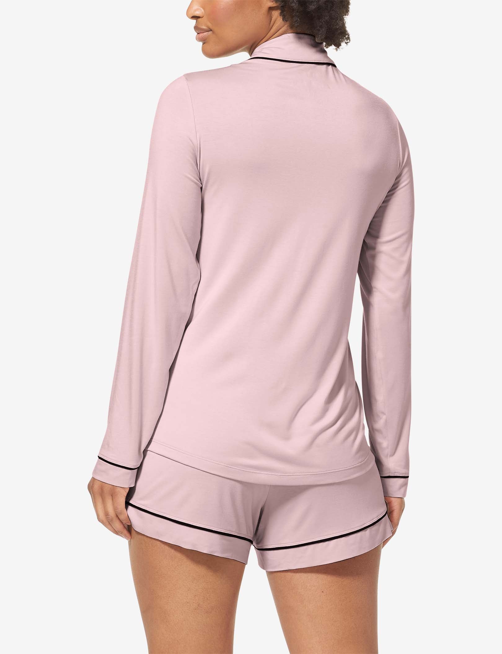 Women's Long Sleeve Top & Short Pajama Set, Peachskin