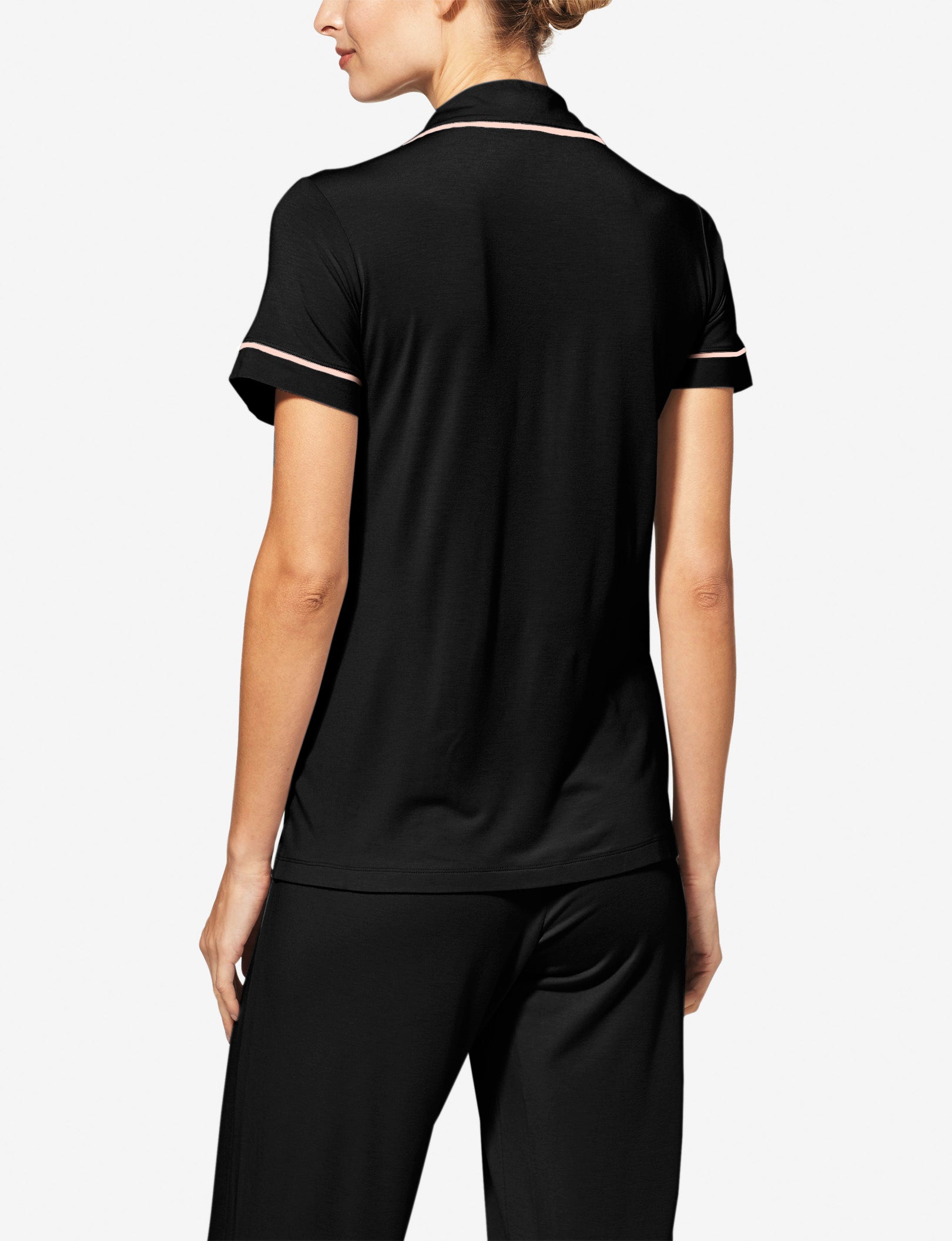 Women's Short Sleeve Top & Pant Pajama Set, Black