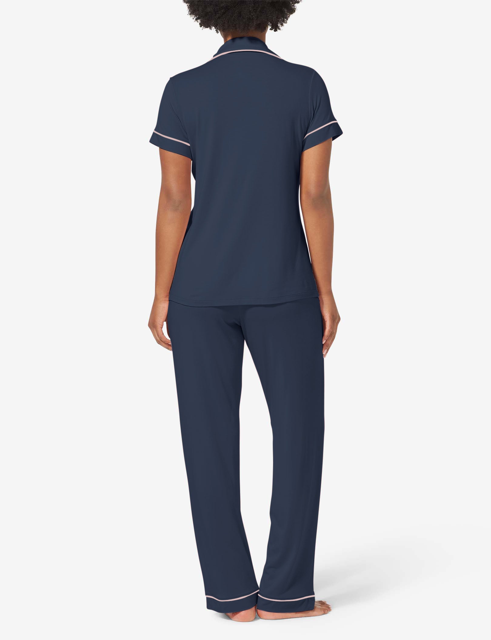 Women's Short Sleeve Top & Pant Pajama Set, Dress Blues