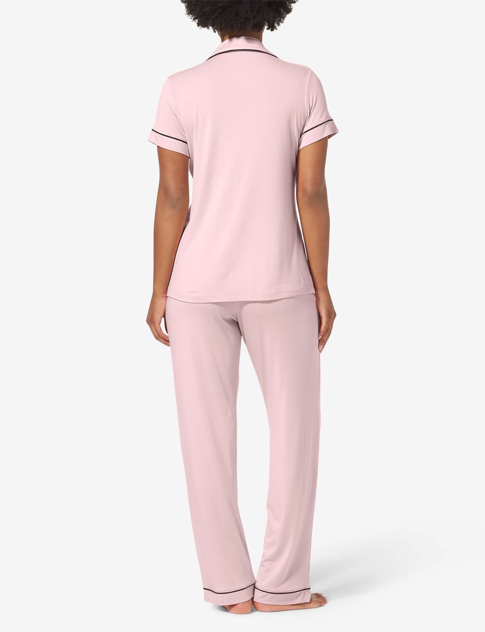 Women's Short Sleeve Top & Pant Pajama Set, Peachskin
