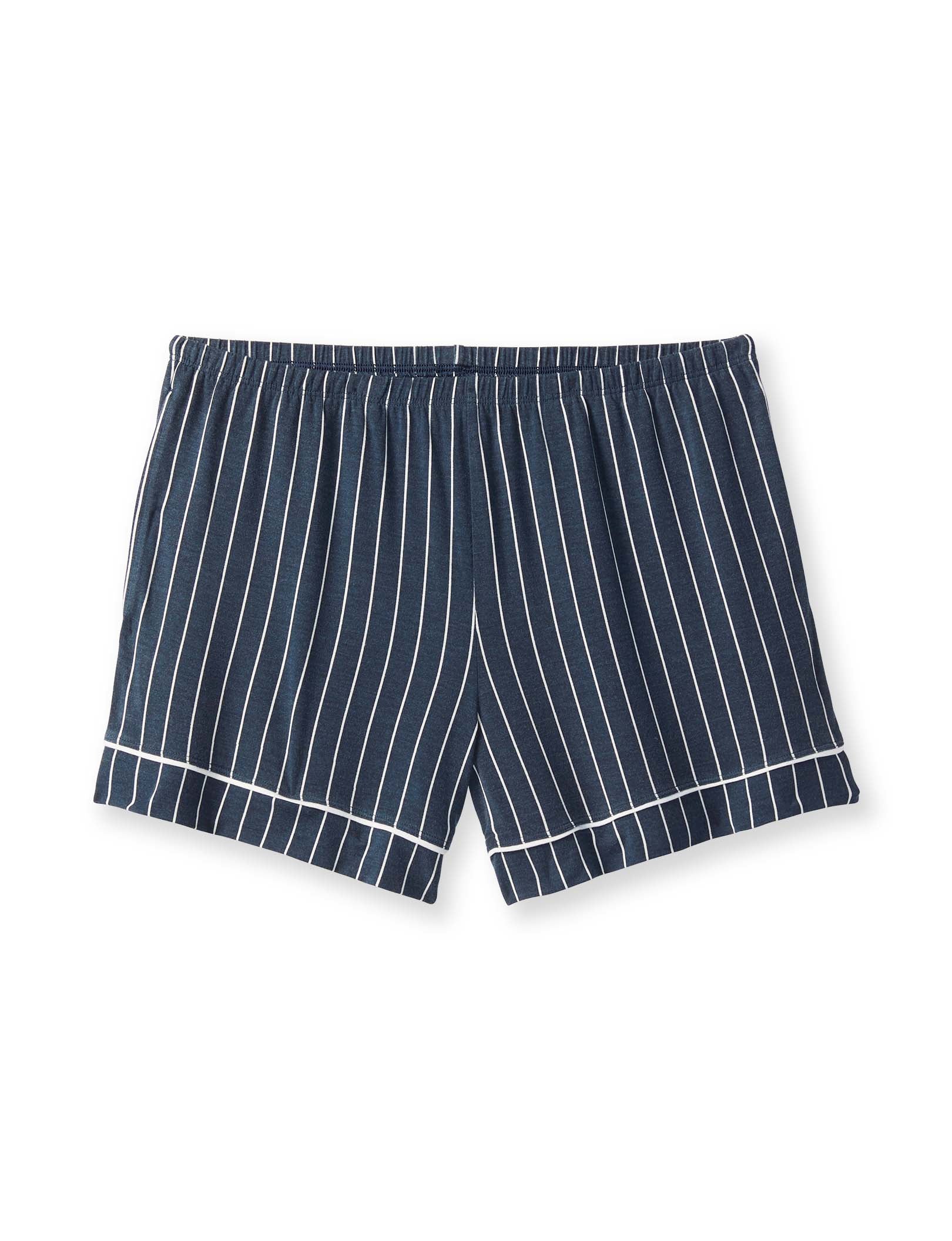 Women's Short Sleeve Top & Short Pajama Set, Navy Blazer Pinstripe